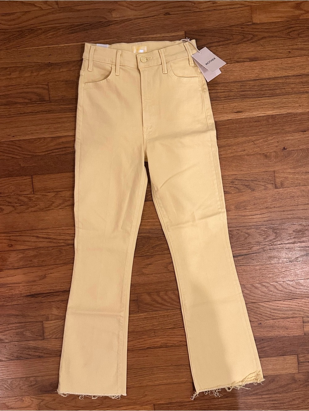 NWT MOTHER Hustler Ankle Fray in Golden Haze